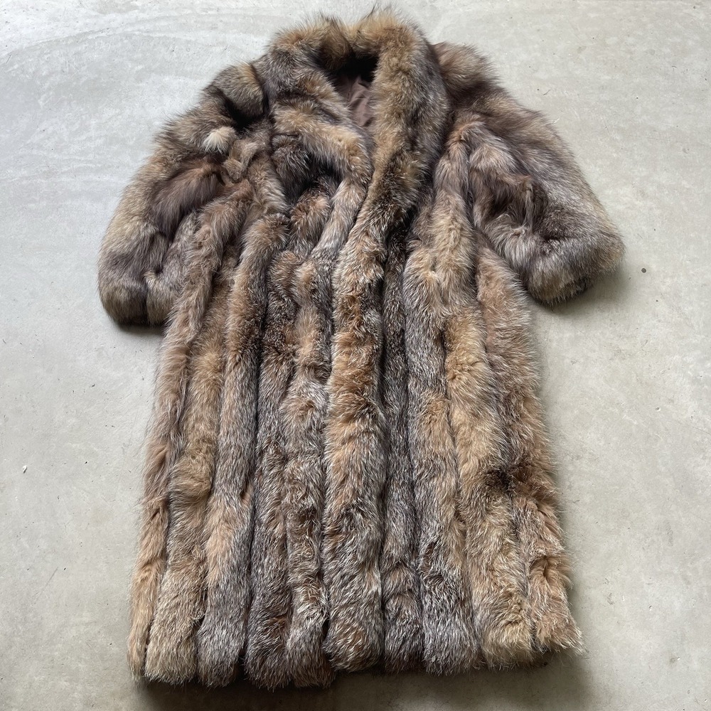 Vintage Genuine Fur Coat Possibly Coyote/fox Fur Full Length 23x50